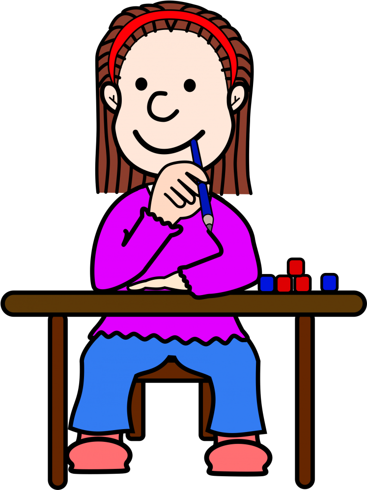 Download Girl Thinking While Coloring | Wallpapers.com