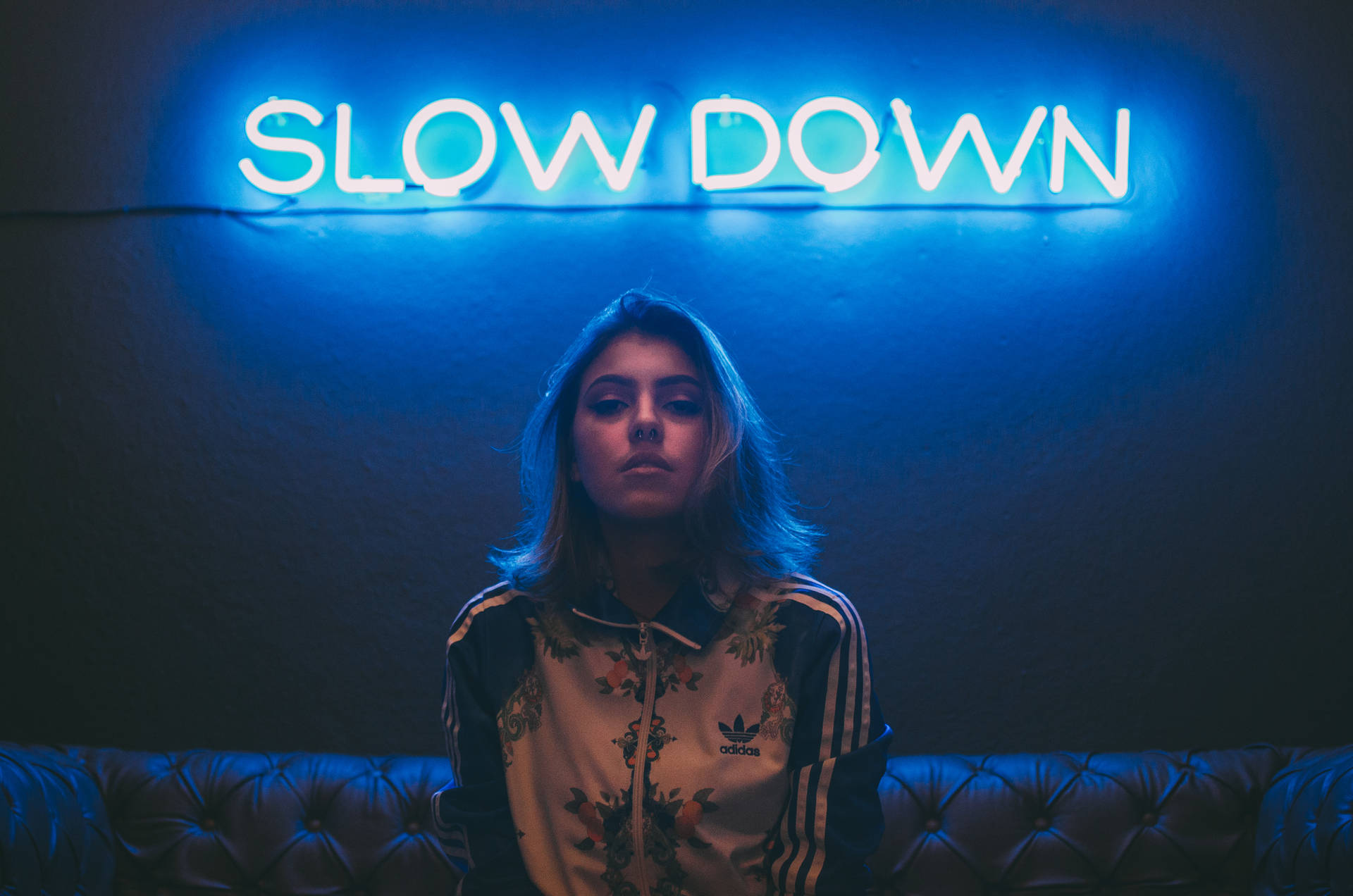 Girl Under Neon Aesthetic Sign Picture