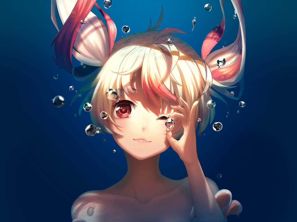 Girl Underwater Holding Air Bubble Anime Landscape Wallpaper