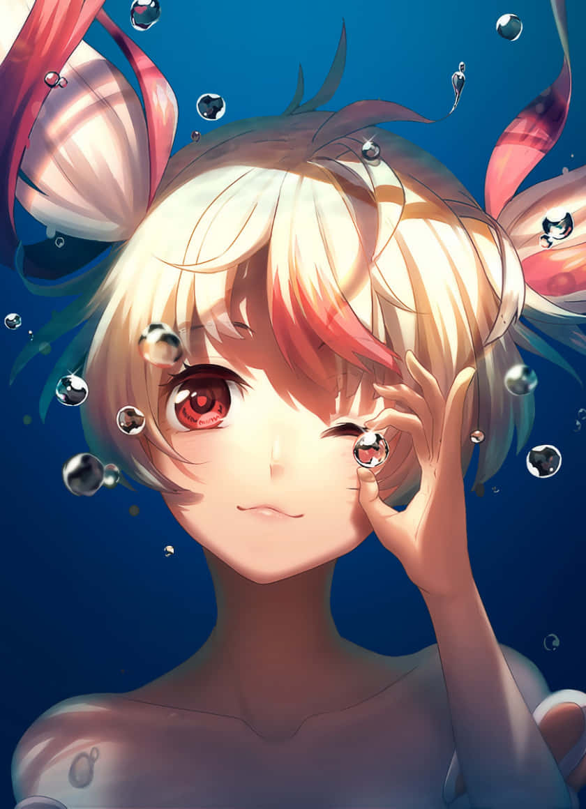 Girl Underwater Holding Air Bubble Anime Portrait Wallpaper