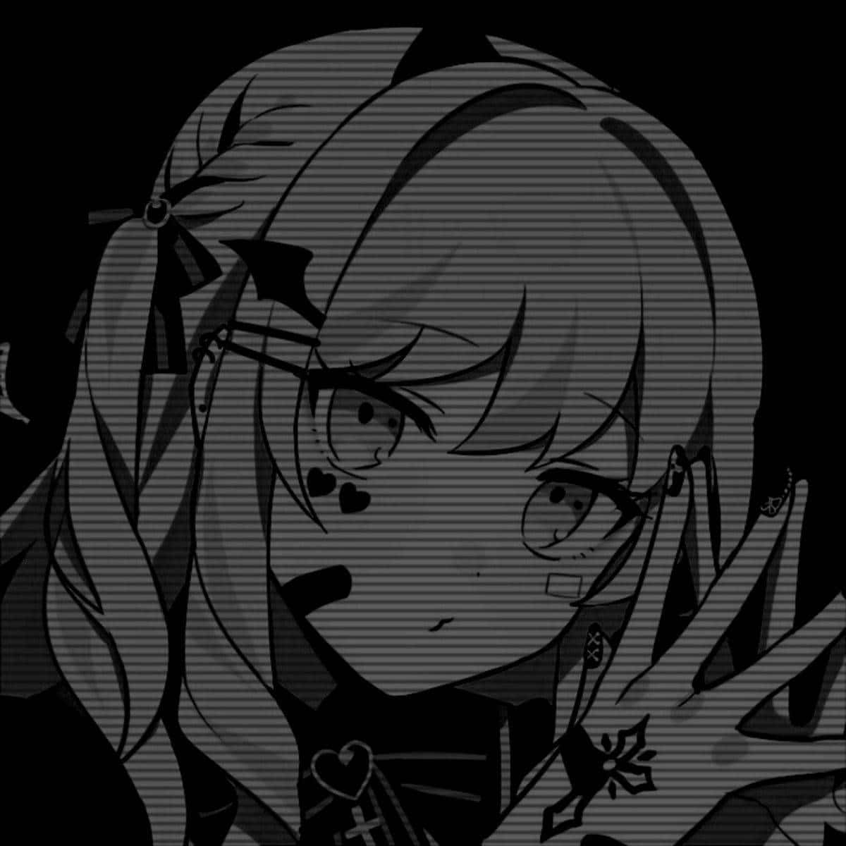 Girl With Bat Clip In Black And White Anime Pfp Wallpaper