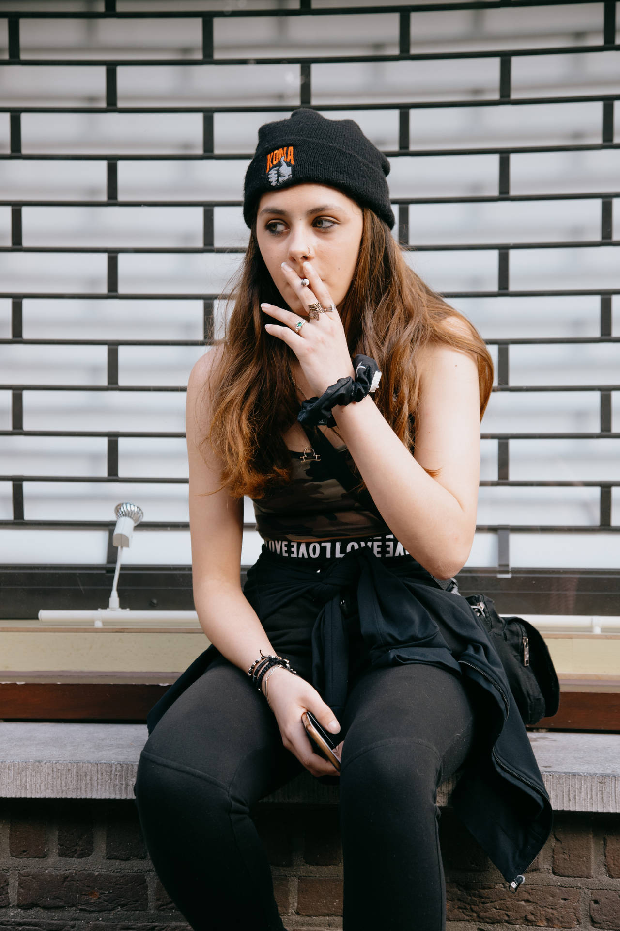 Girl With Bonnet Smoking Wallpaper