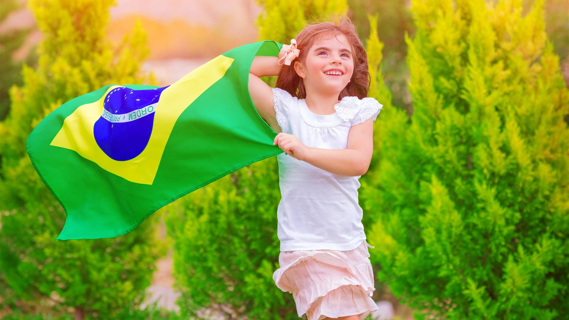 Pige med Brasilien Flag Make Up Wallpaper Wallpaper