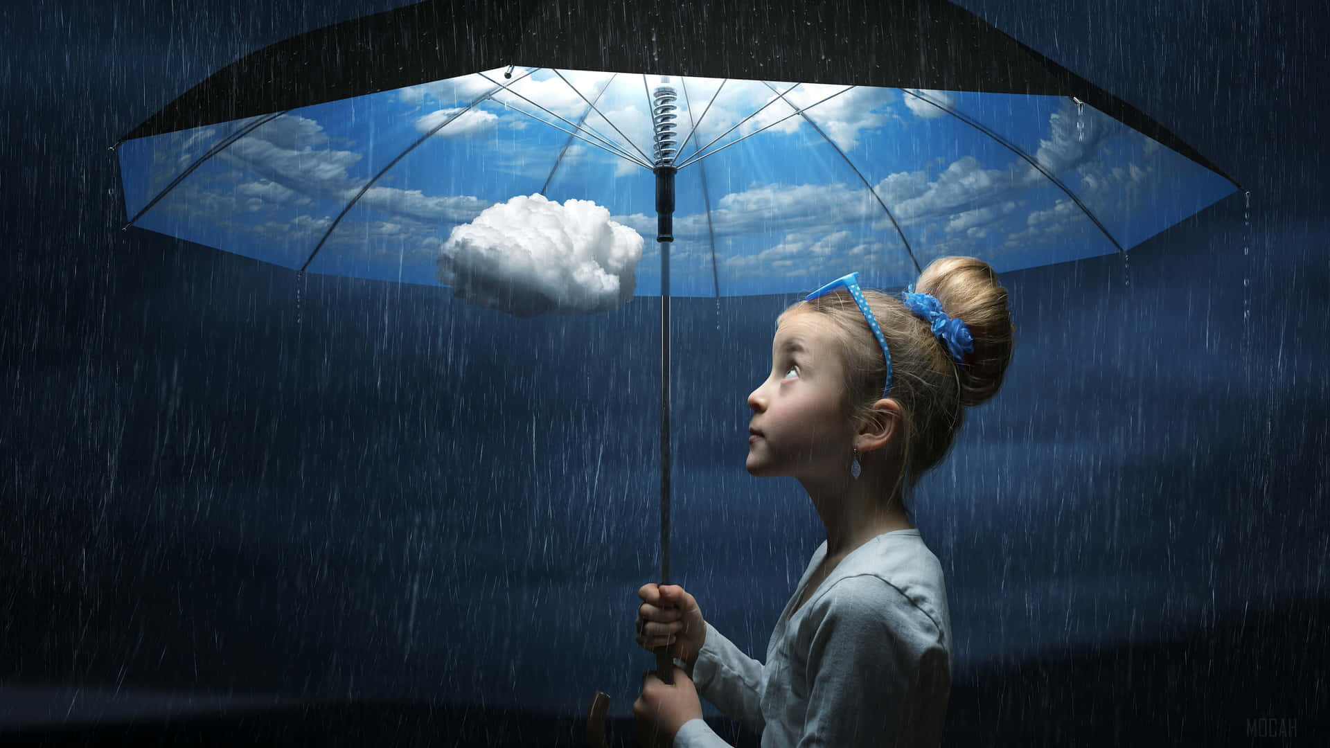Girl_with_ Cloud_ Umbrella Wallpaper