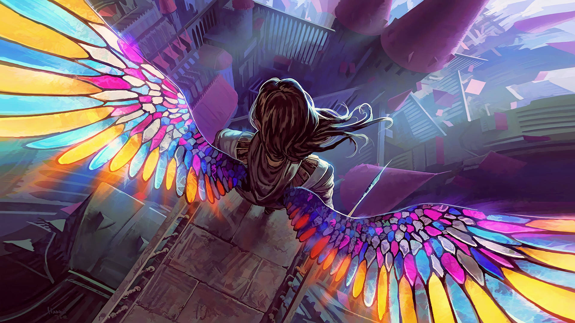 Girl With Colorful Wings