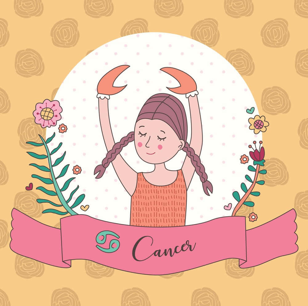 Girl With Crab Pincers Cute Cancer Zodiac Sign Wallpaper