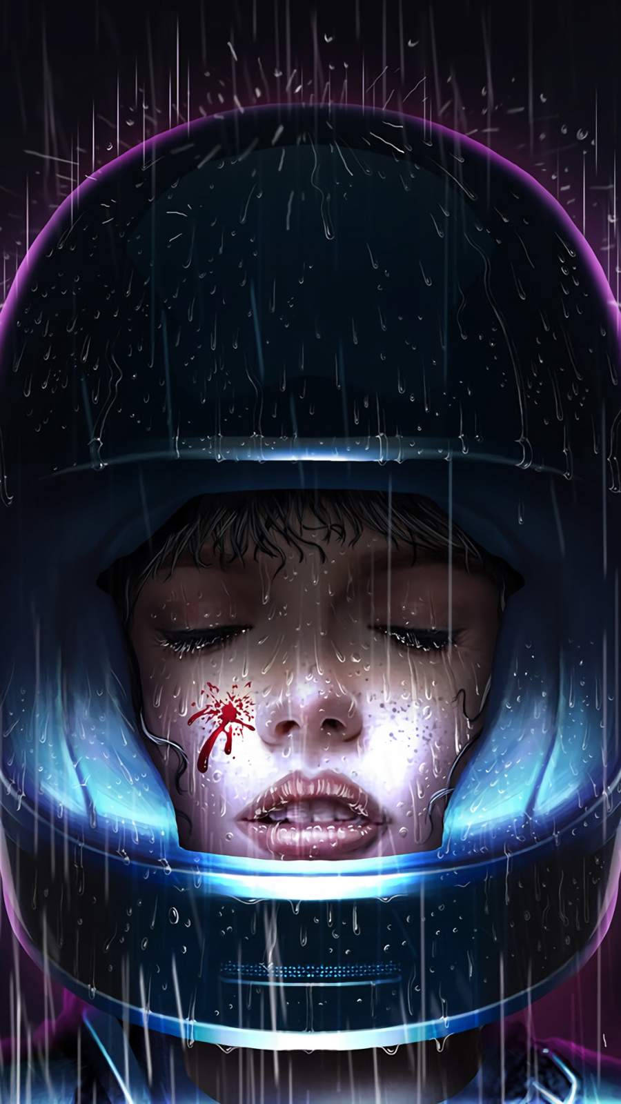 Girl With Helmet Cyberpunk Iphone X Wallpaper