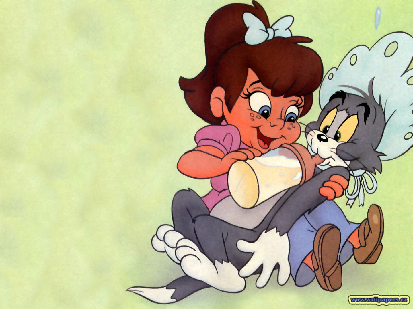 Girl With Tom And Jerry iPhone Wallpaper