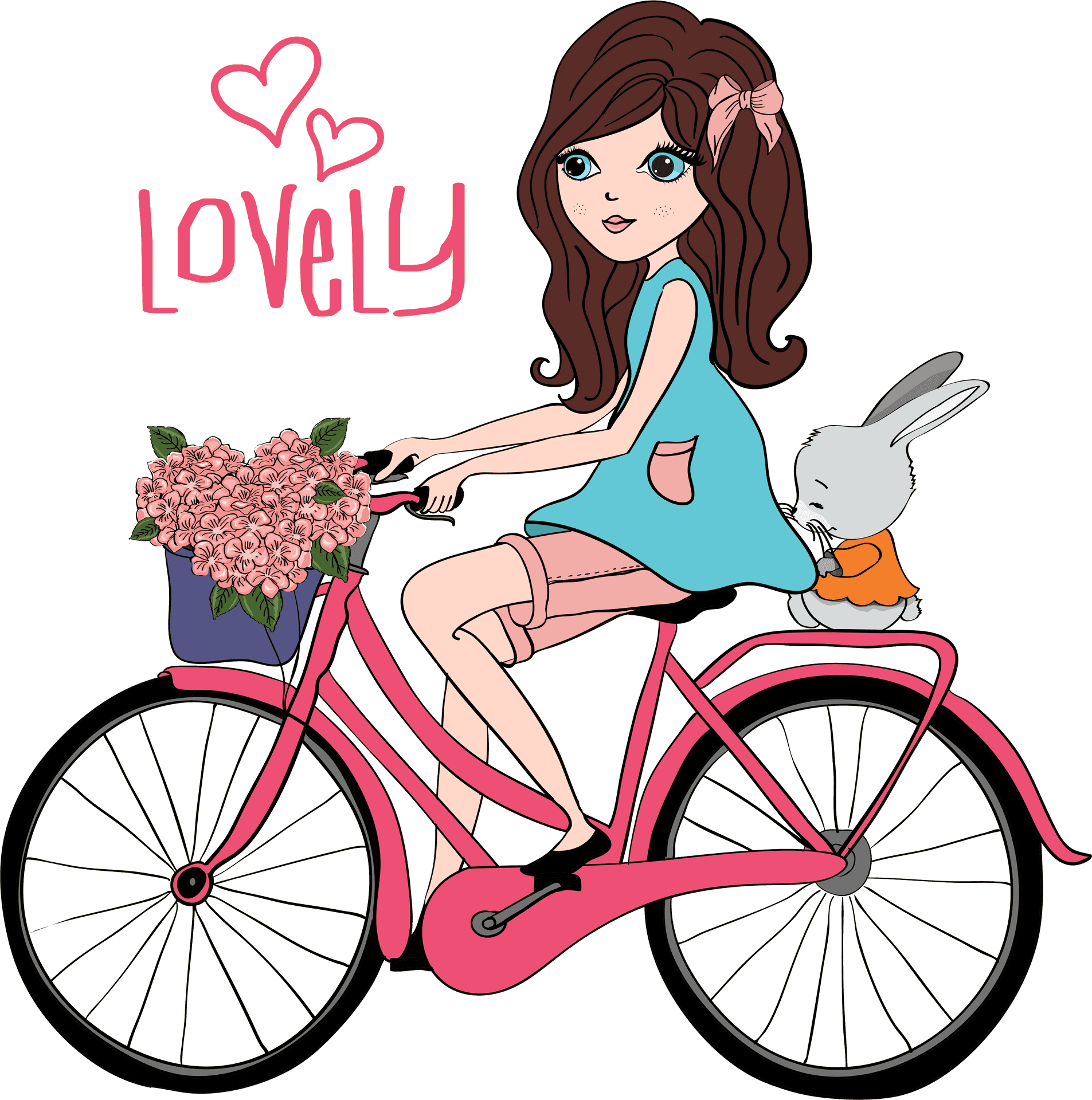 Girland Bunnyon Pink Bicycle PNG