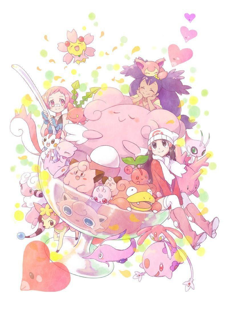 Girls And Clefairy Wallpaper