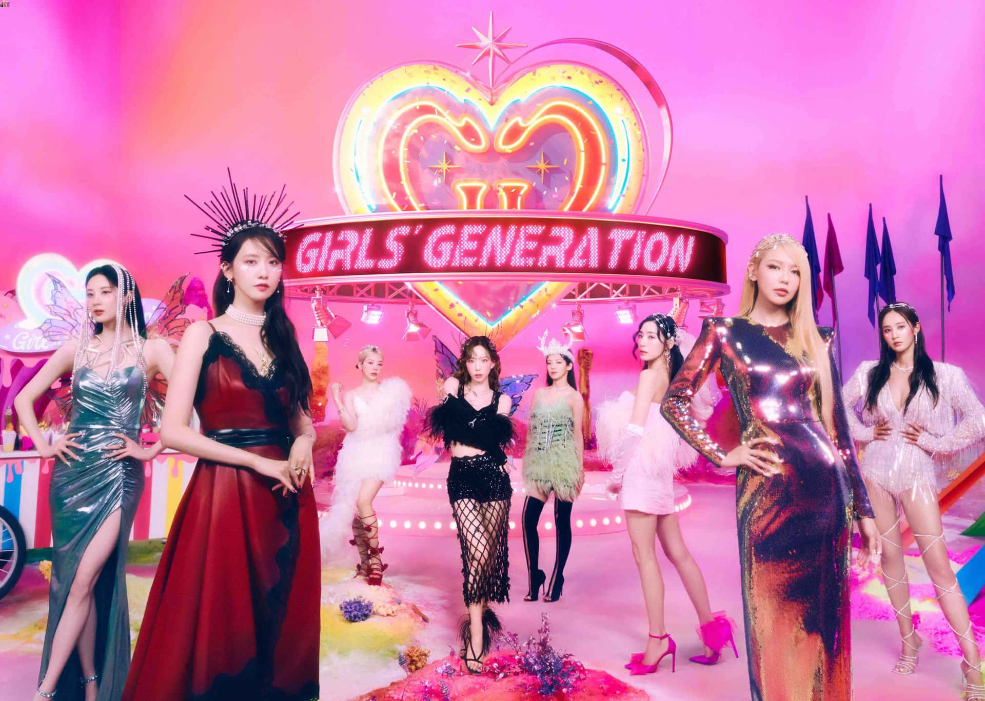Girls Generation Forever Neon Backdrop Wallpaper