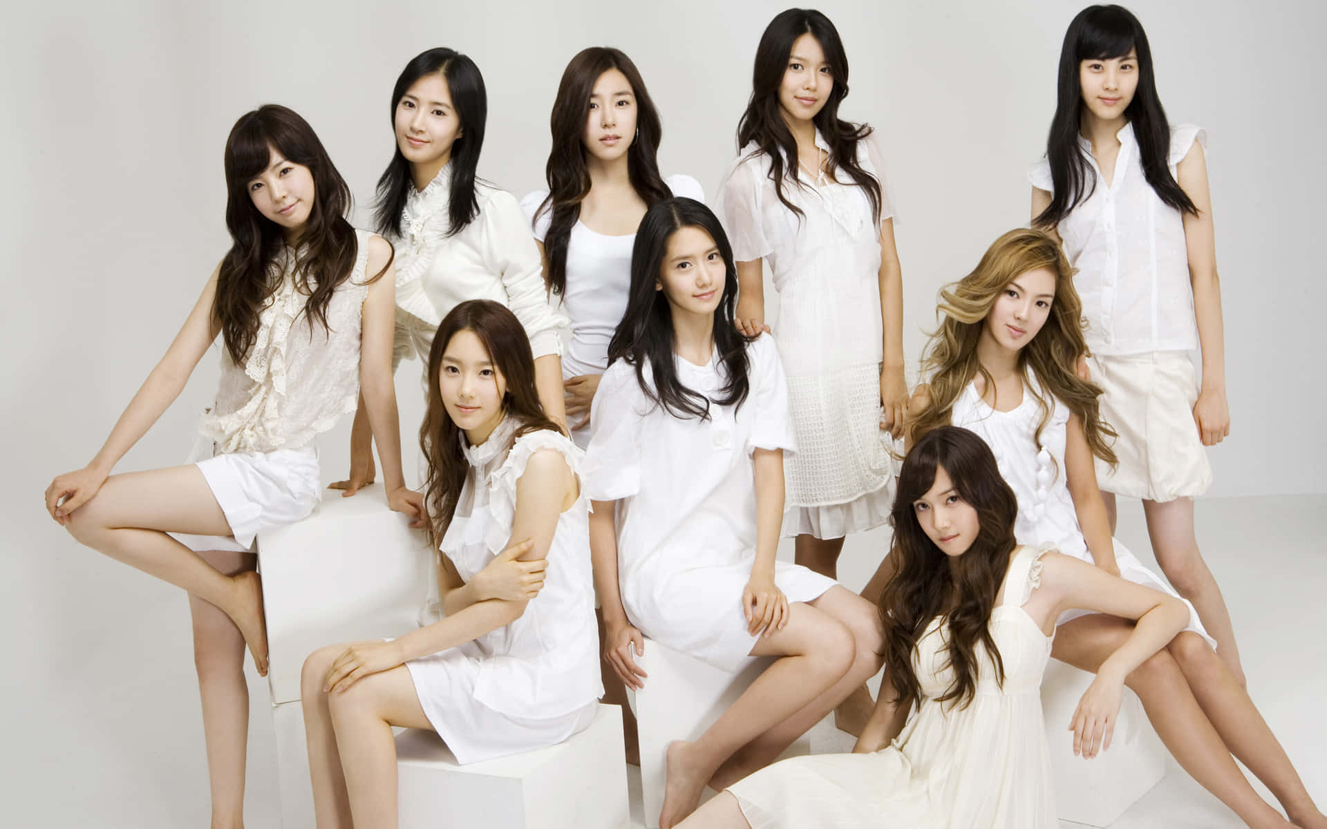 Girls Generation Group Photo White Outfits Wallpaper