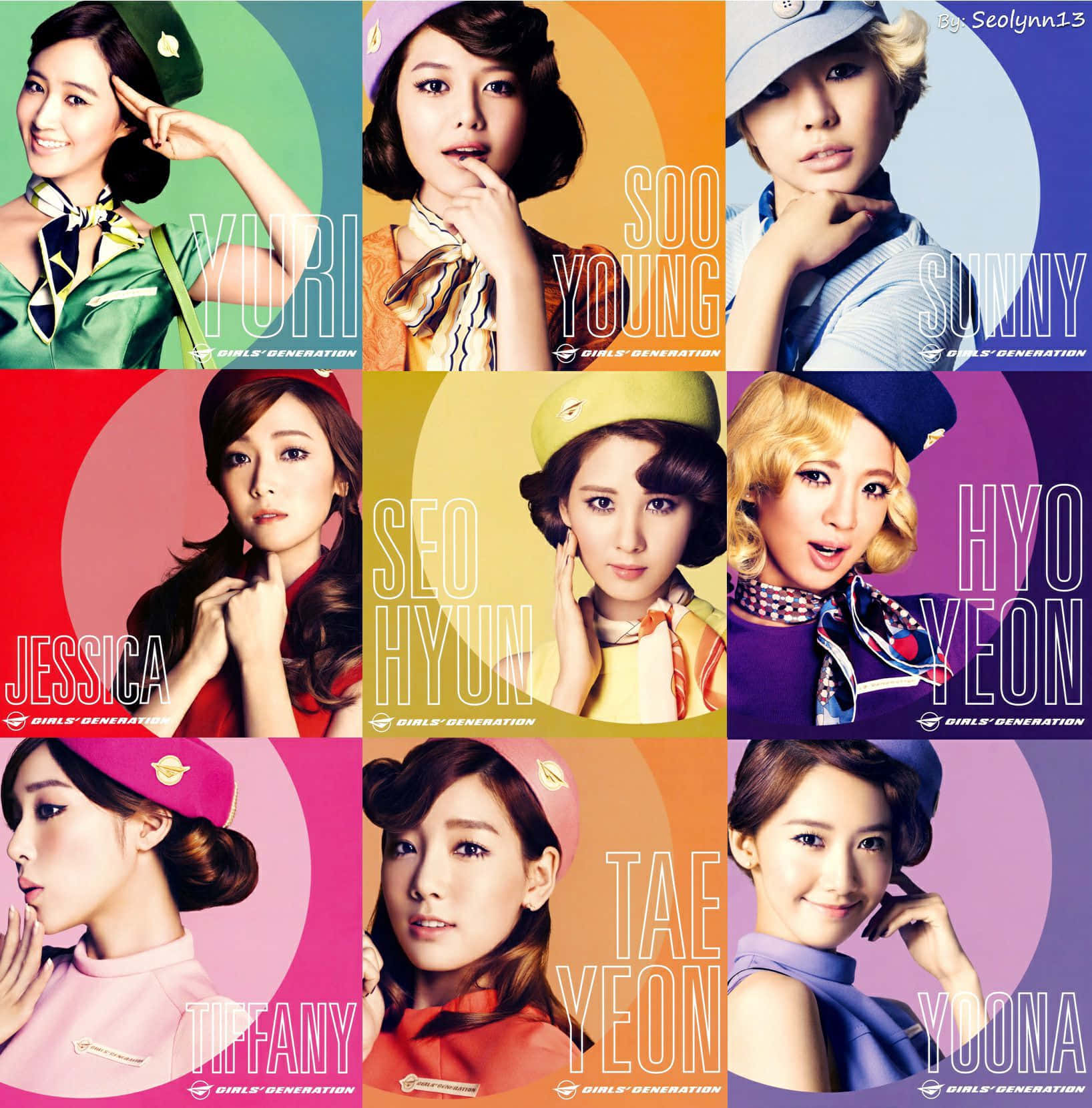 Girls Generation Members Colorful Backdrop Wallpaper