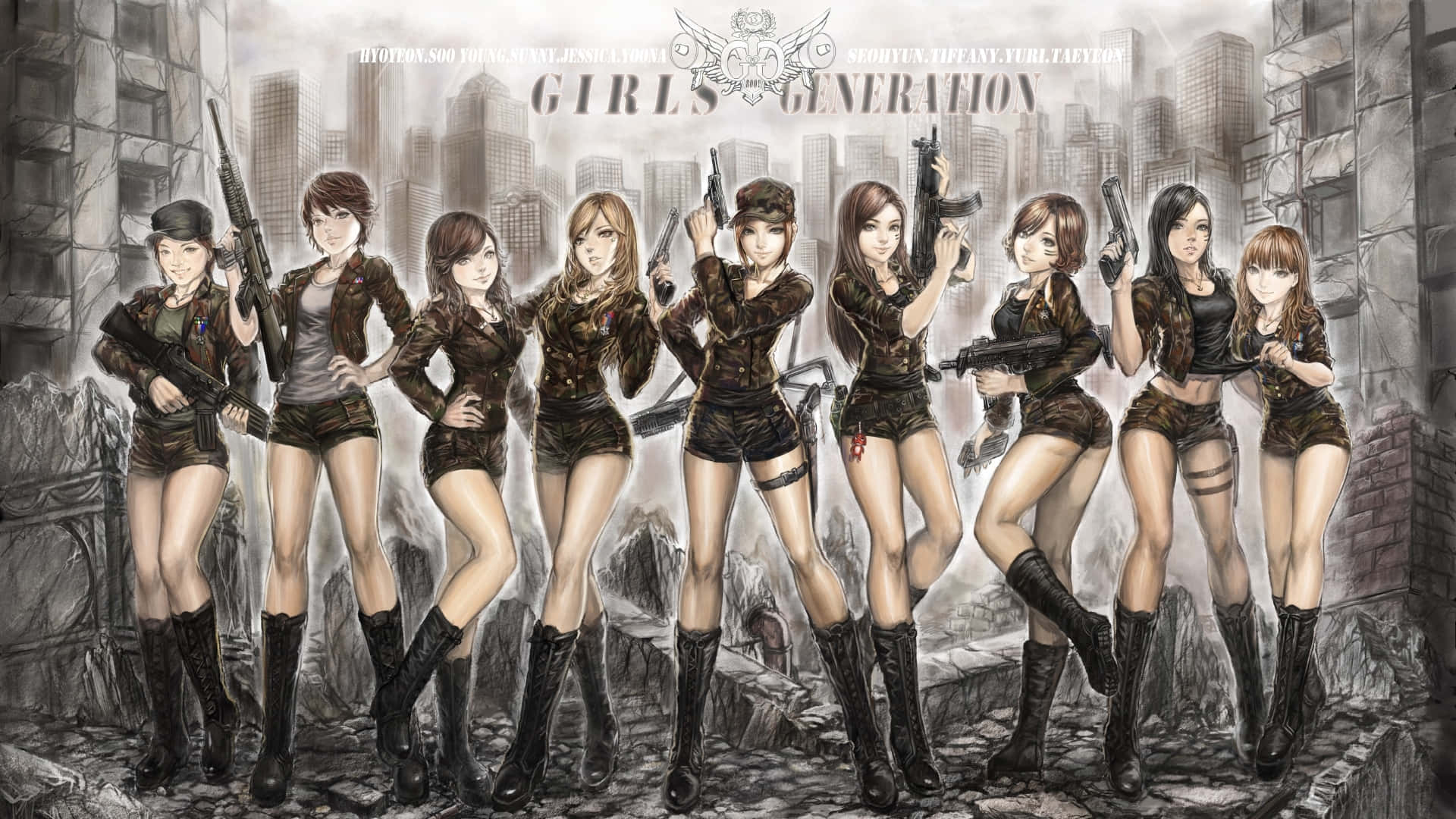 Girls Generation_ Military_ Theme_ Artwork Wallpaper
