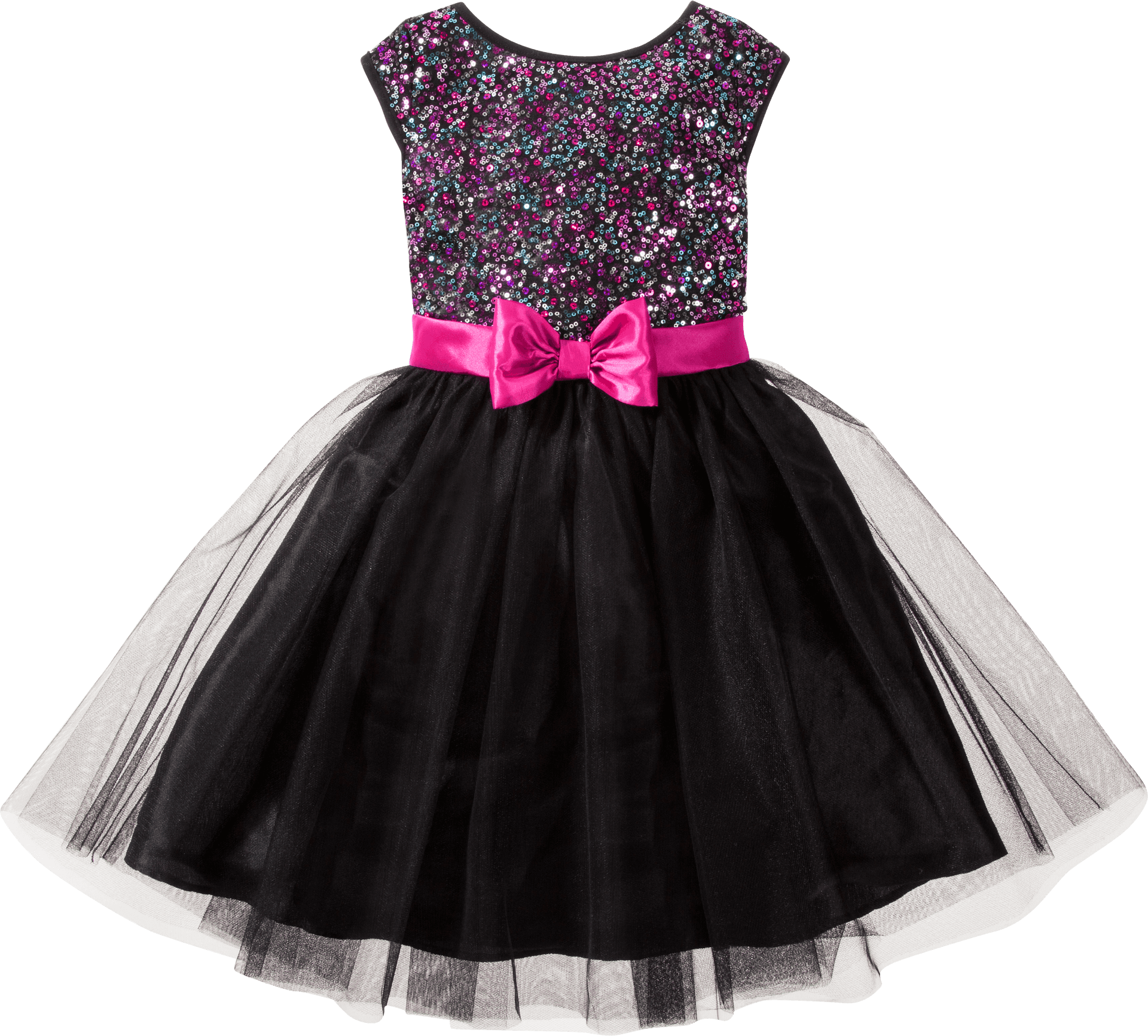 Girls Party Dresswith Sequinsand Bow PNG