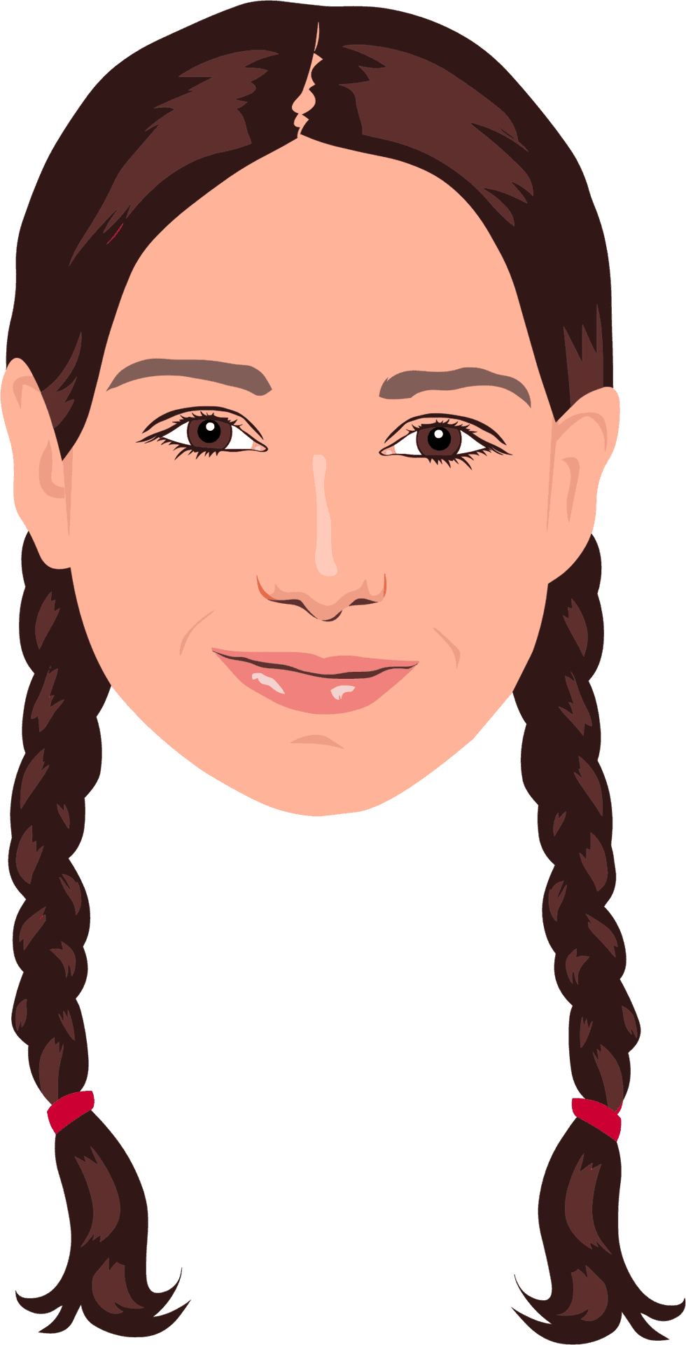 Girlwith Braided Hair Vector Portrait PNG