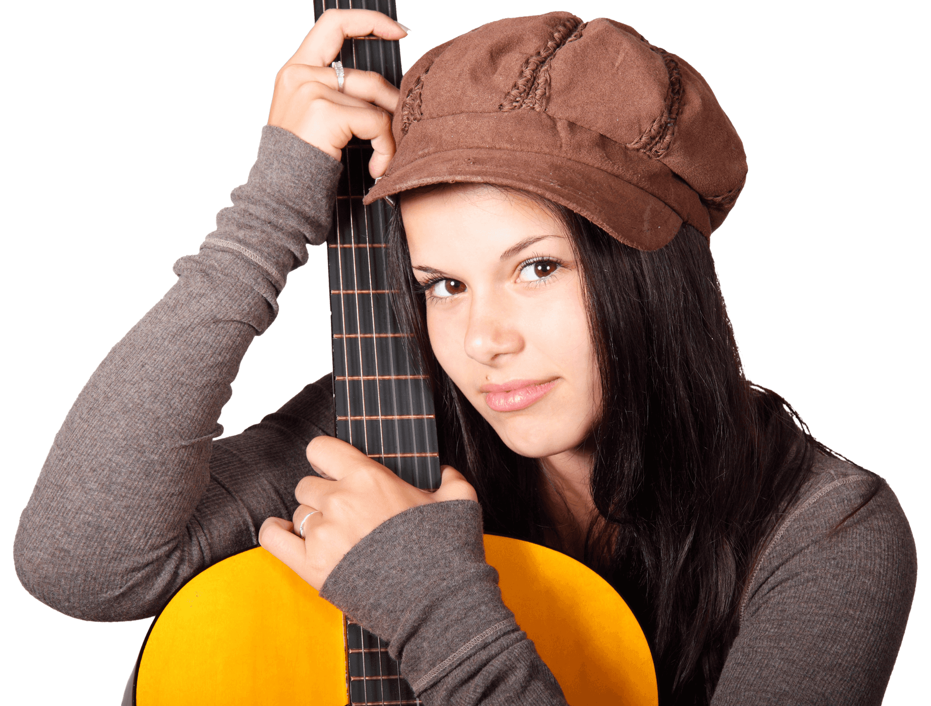 Girlwith Guitarand Cap PNG
