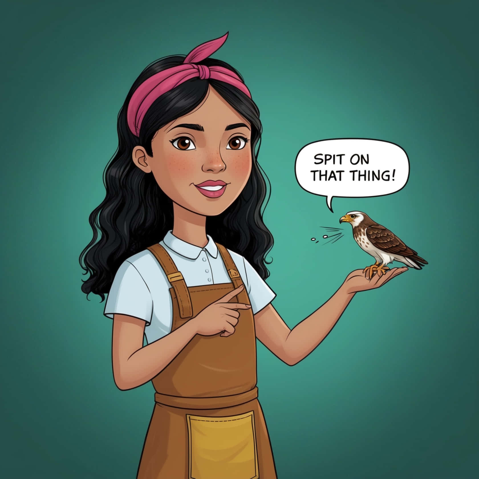 Girlwith Hawk Cartoon Wallpaper