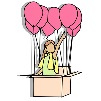 Girlwith Pink Balloons Vector PNG