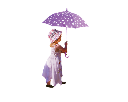 Girlwith Polka Dot Umbrella PNG
