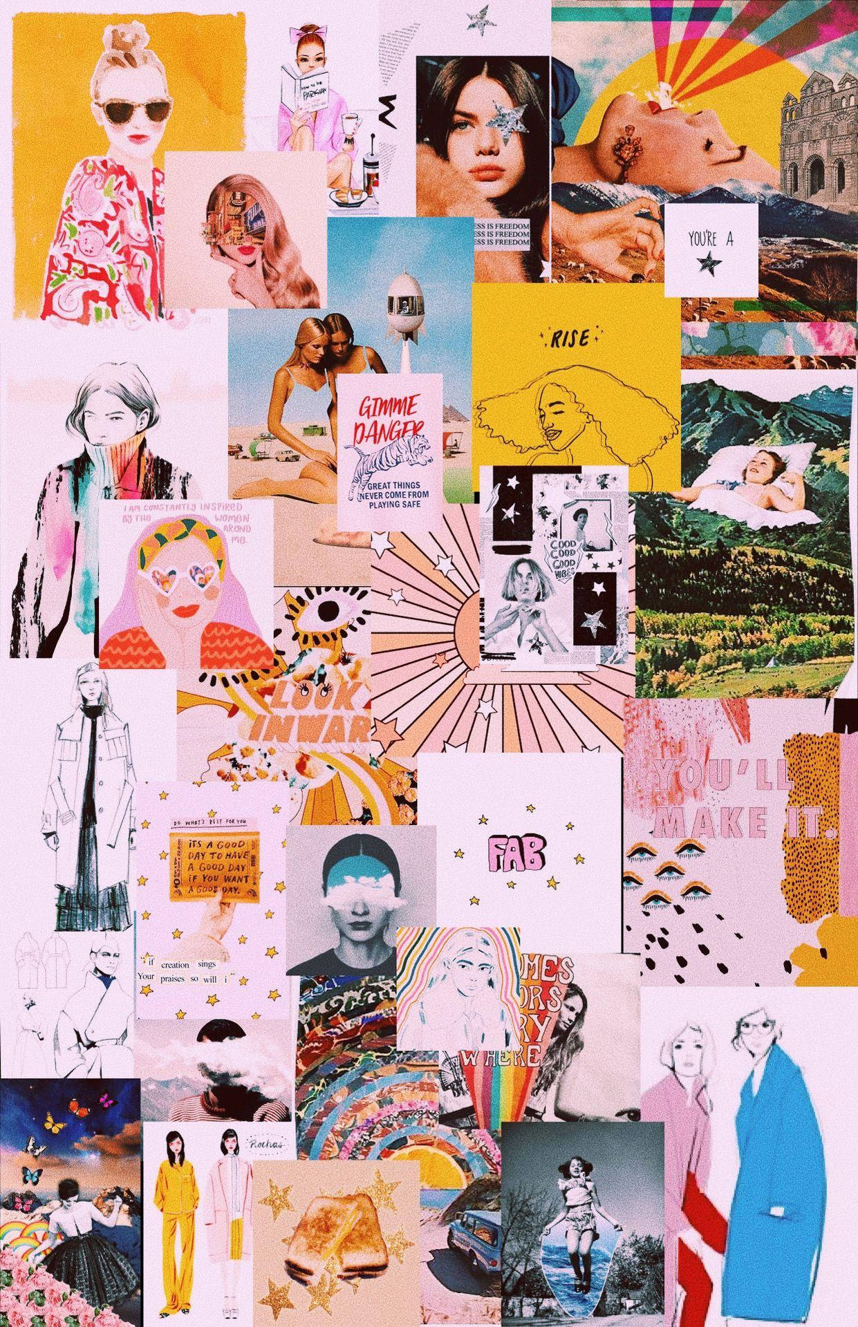 Girly Æstetisk Collage Wallpaper