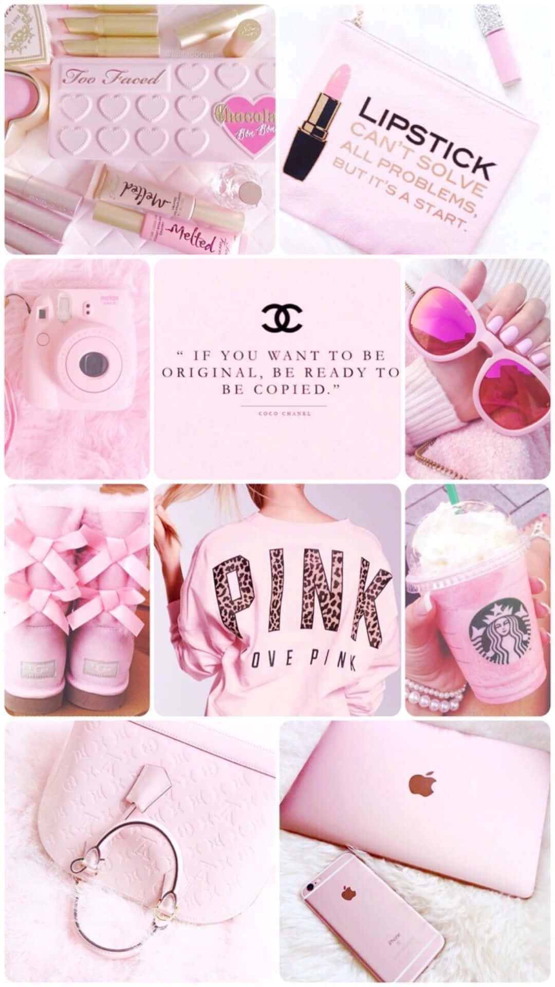 Girly Aestetisk Pink Theme Collage Wallpaper