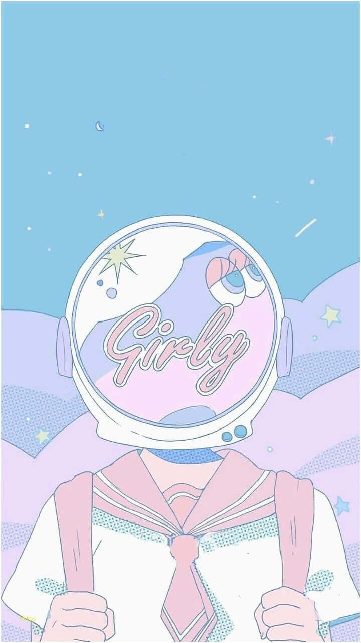 Cascode Astronauta Estético Femenino En Color Rosa Fondo de pantalla