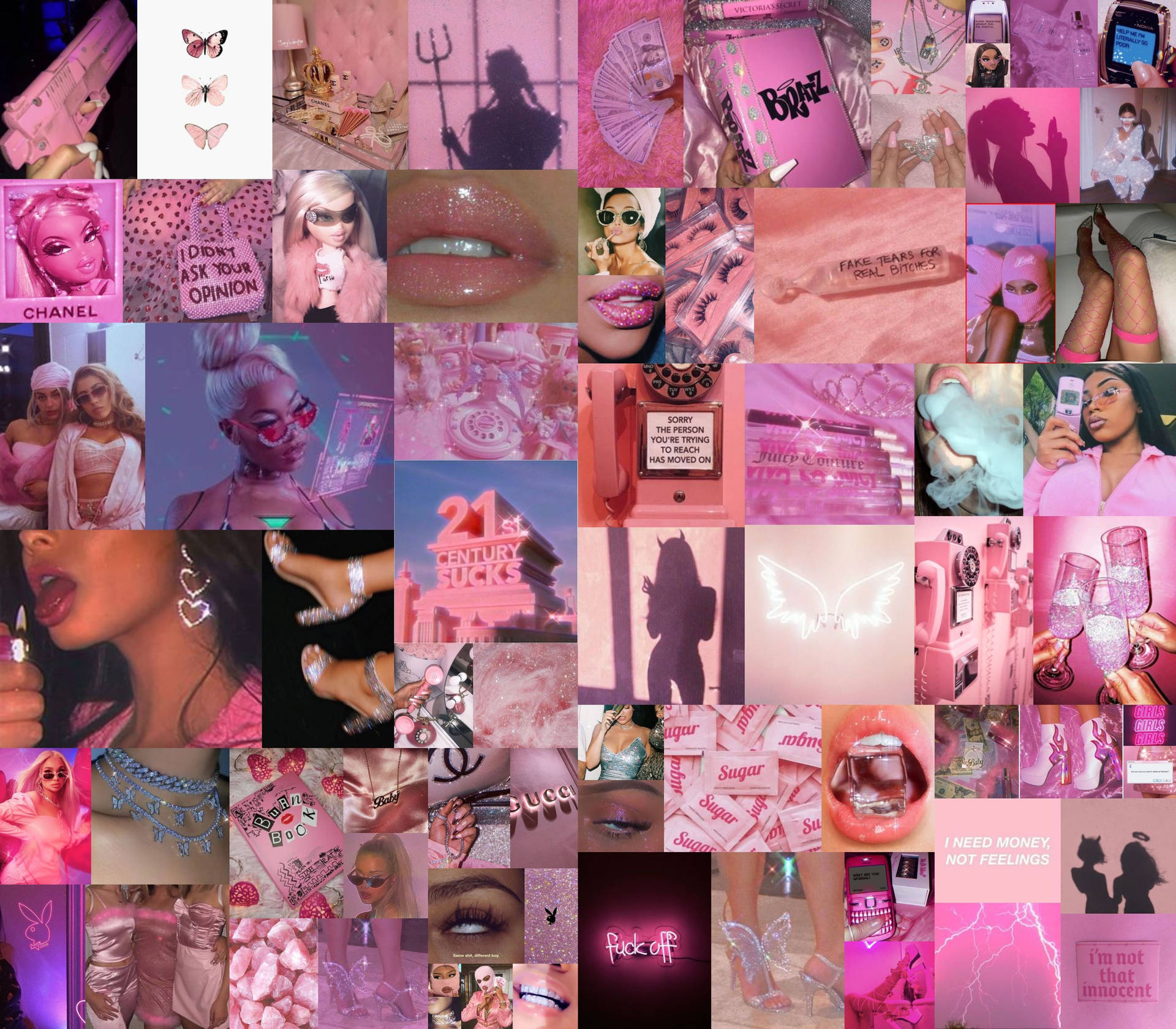 Girly Baddie Aesthetic In Pink Wallpaper