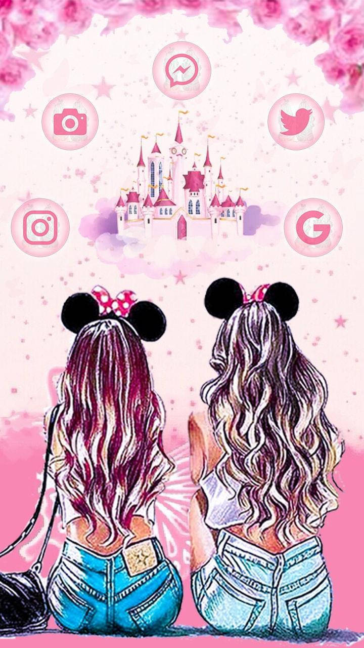 Scarica lo sfondo del Girly Bff Con Fasce Di Topolino | Wallpapers.com