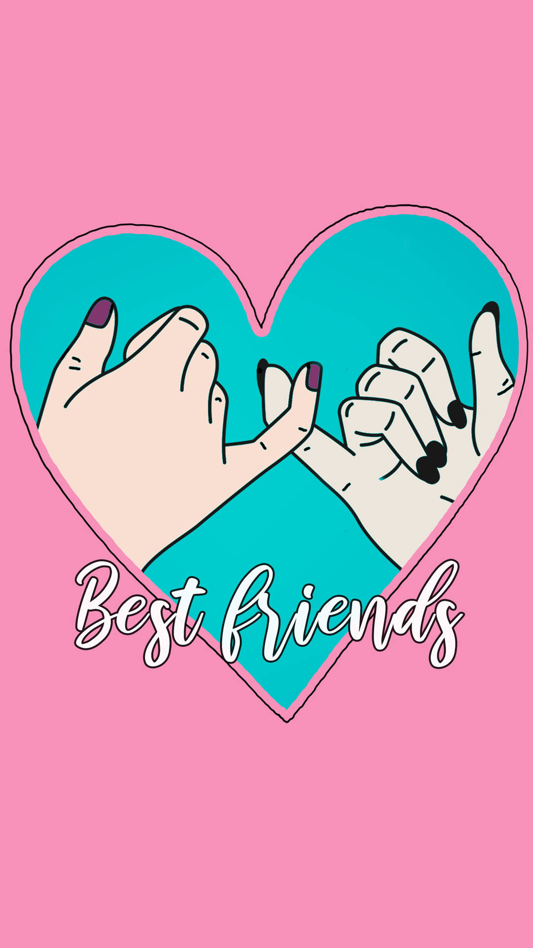 Girly Bff Pinky Promise In Heart Background
