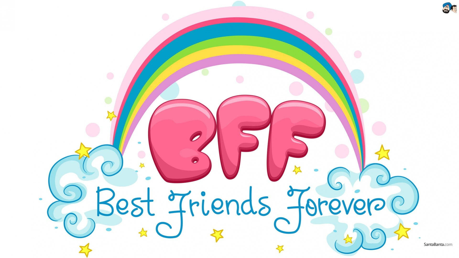 Girly Bff With Rainbow Background