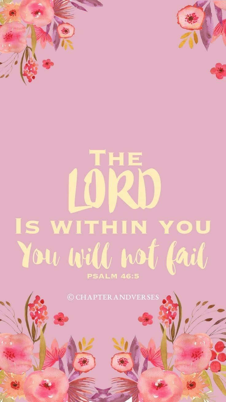 Pink Girly Bible Verse With Flowers Wallpaper