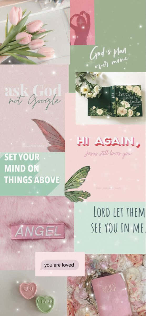 Aesthetic Collage With Girly Bible Verse Wallpaper