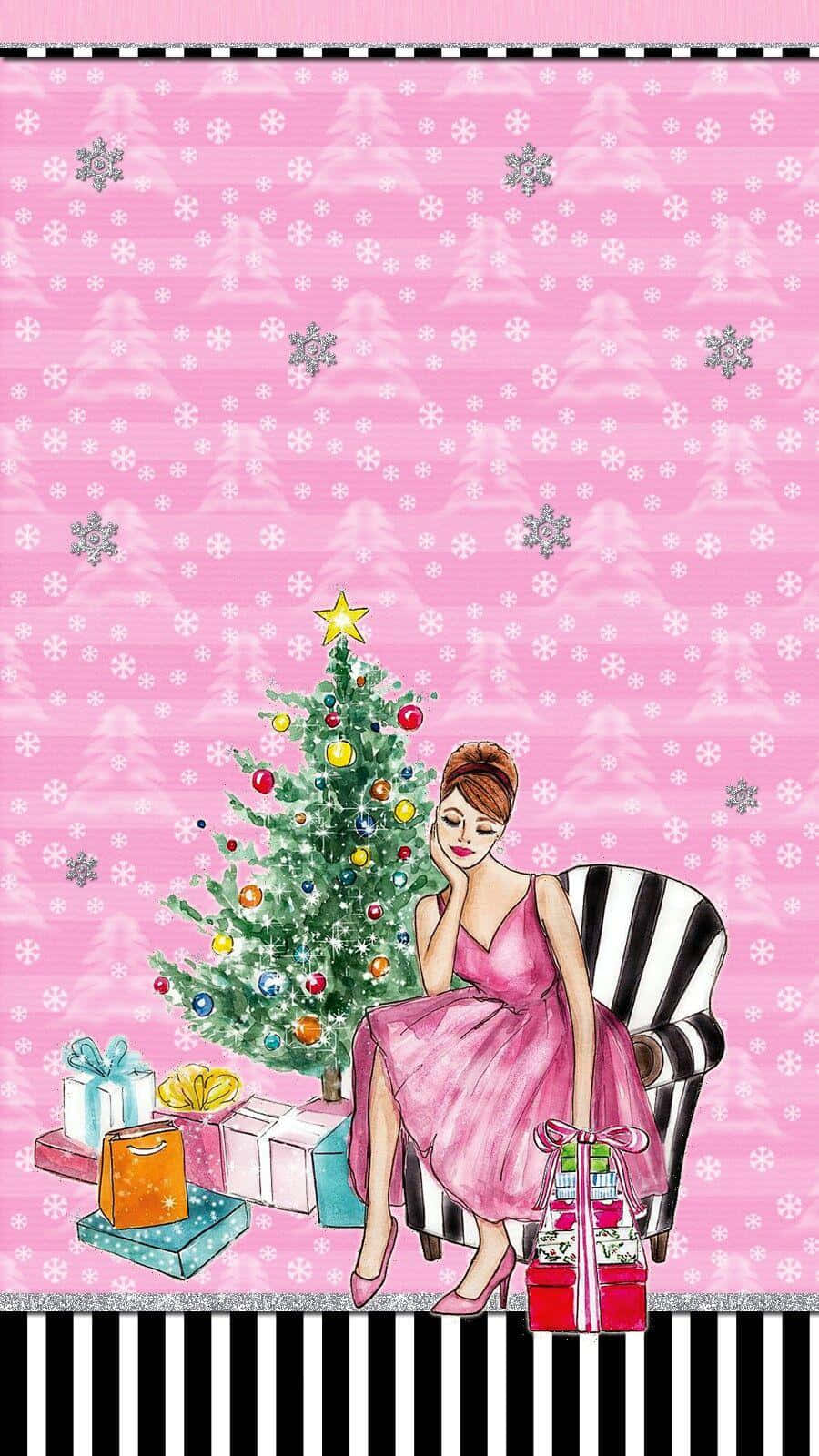 Girly Christmas Fashion Illustration.jpg Wallpaper