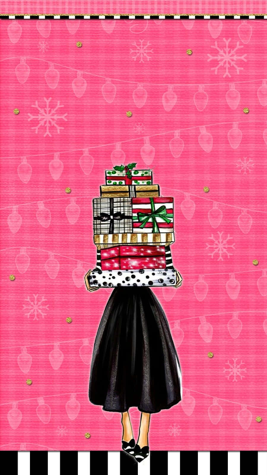 Girly Christmas Gifts Illustration Wallpaper