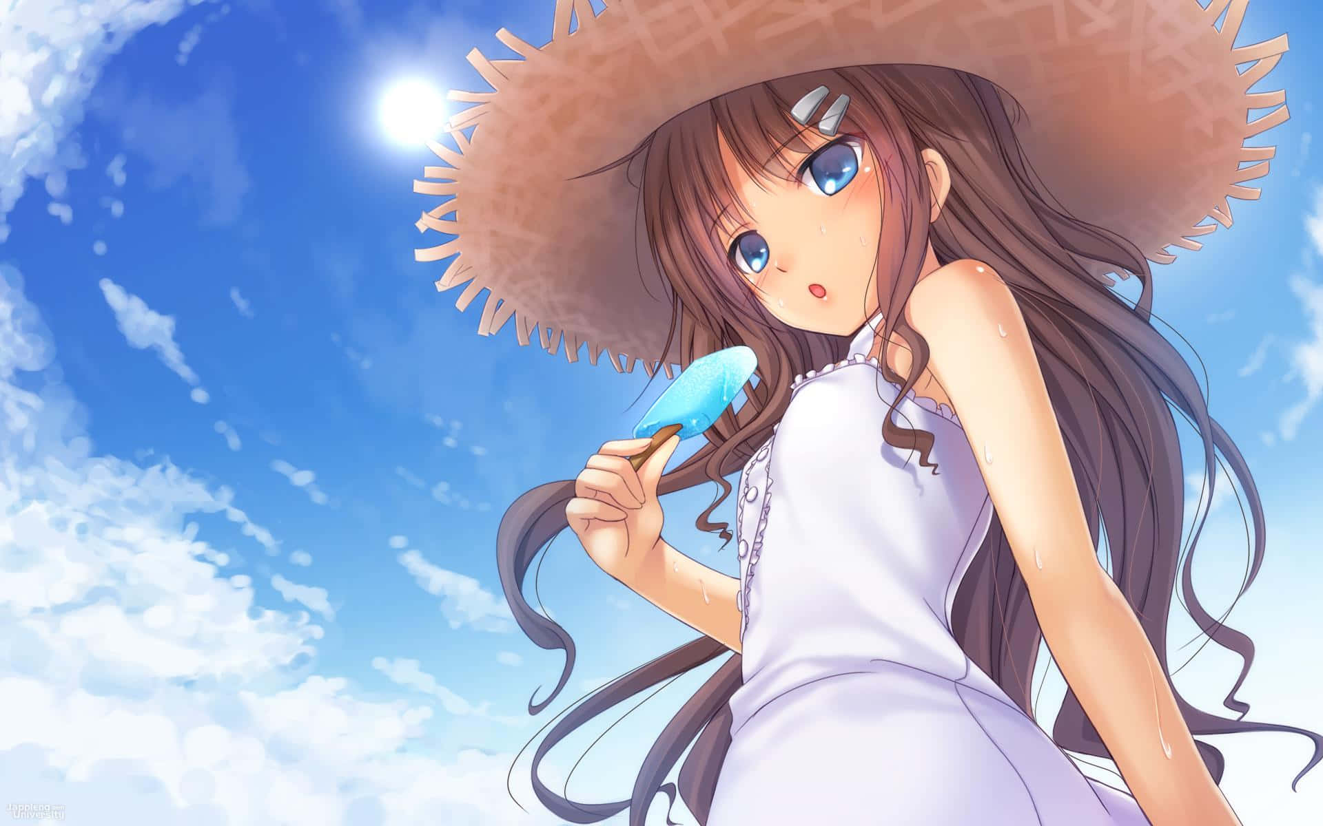 Girly Cute Anime Summer Hat Wallpaper
