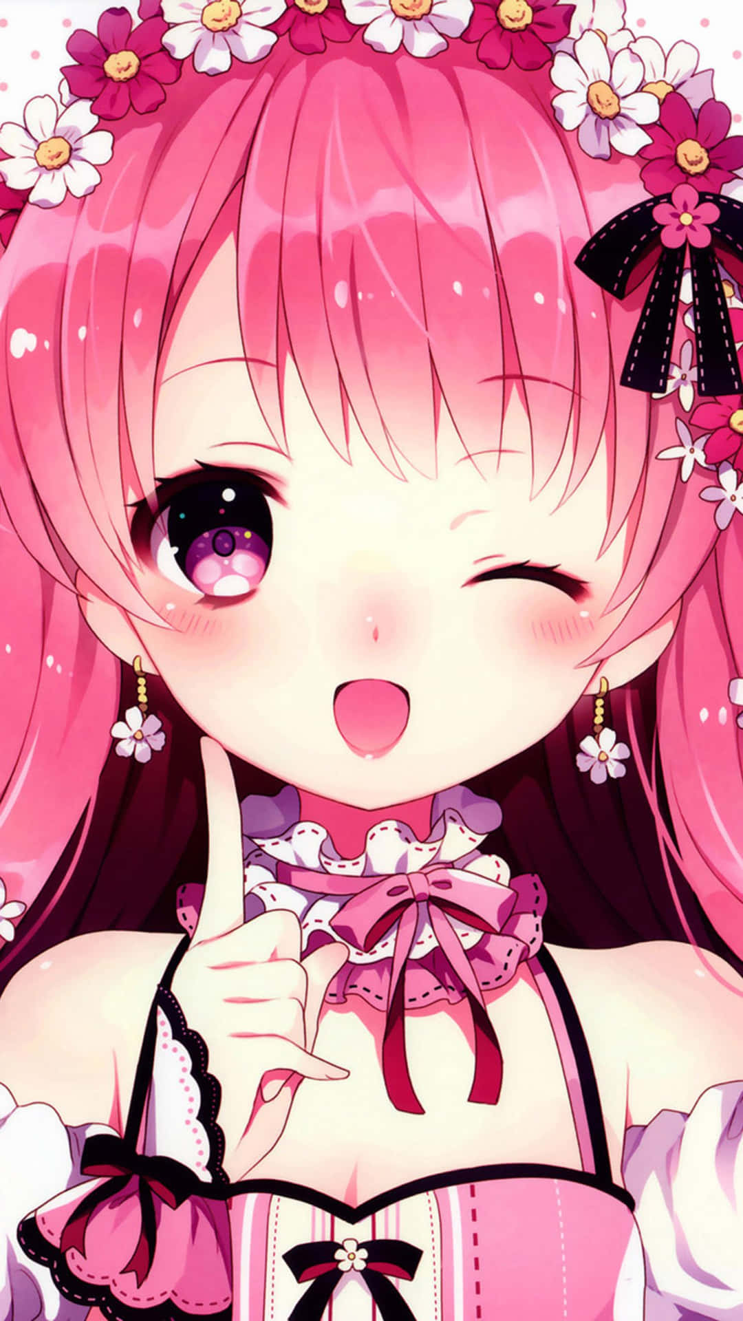Girly Cute Anime Pink Hair Wallpaper