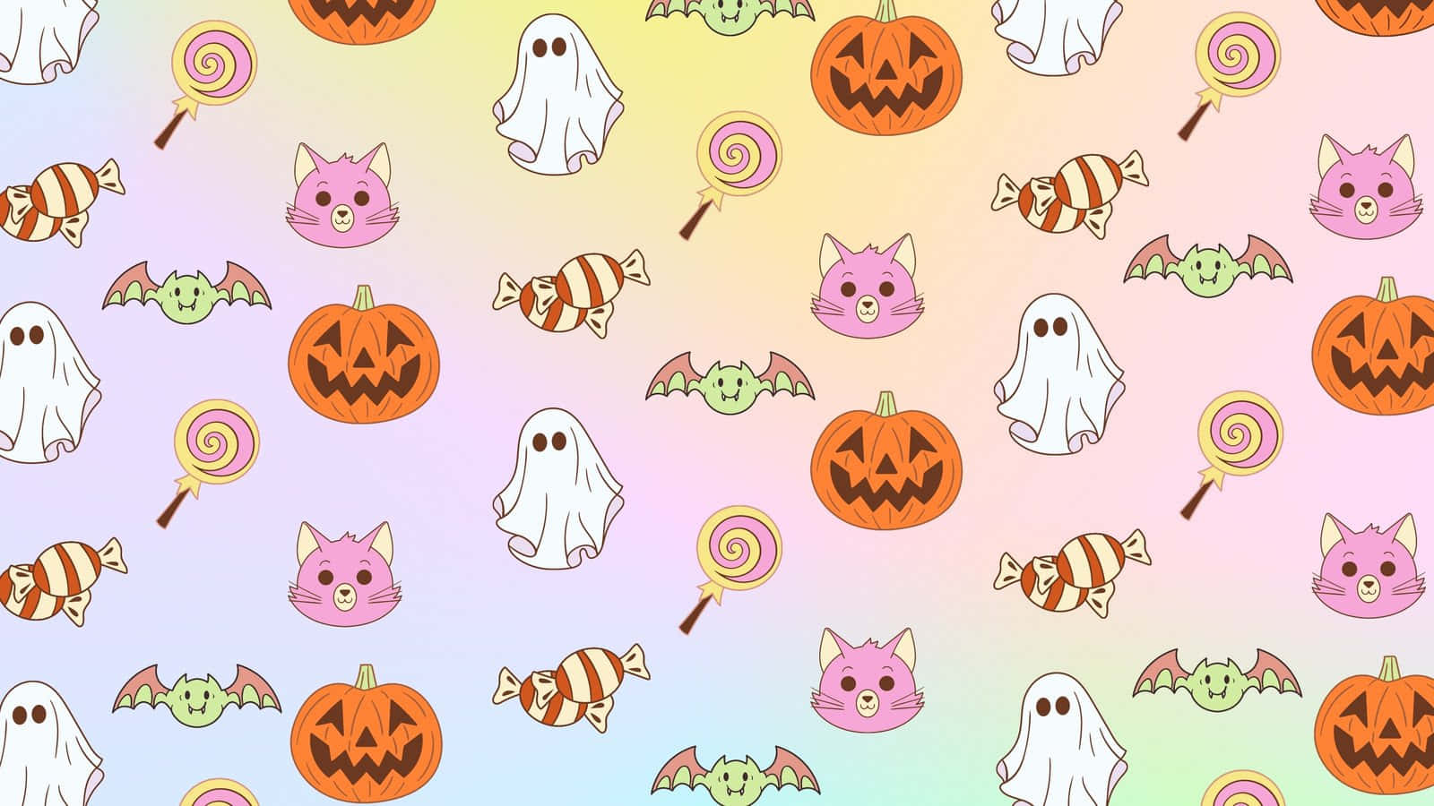 Girly Cute Halloween Pattern Wallpaper