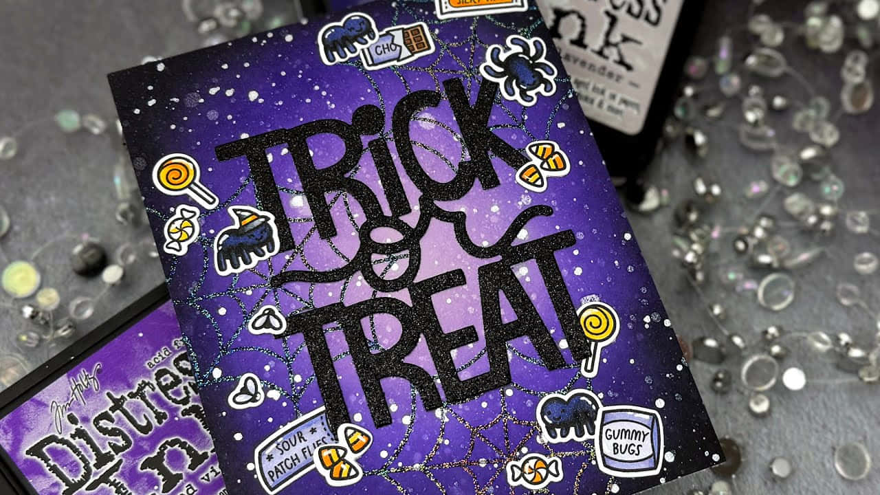 Girly Cute Halloween Trickor Treat Card Wallpaper