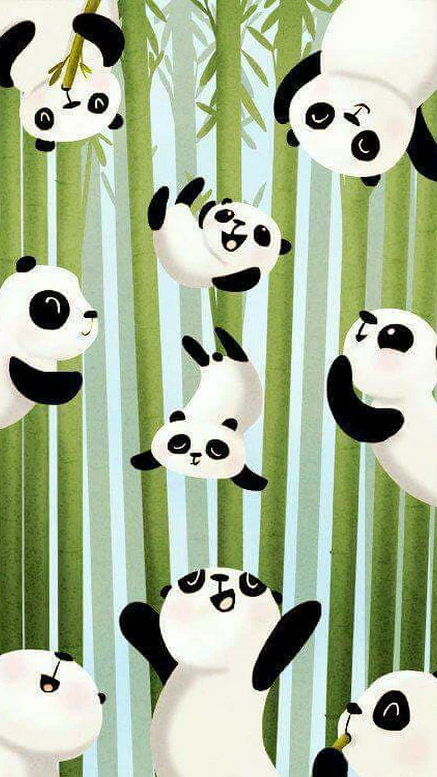 Girly Cute Panda Bamboo Grove Wallpaper