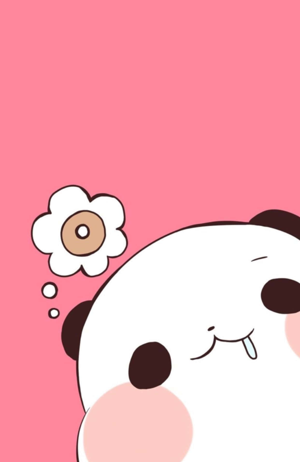 Girly Cute Panda Donut Vector Wallpaper