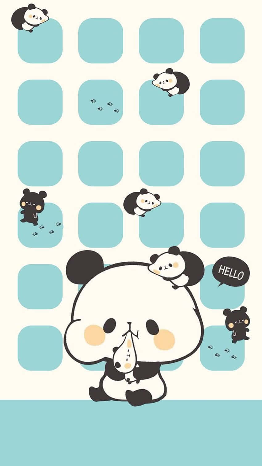 Girly Cute Panda Mochi Phone Wallpaper
