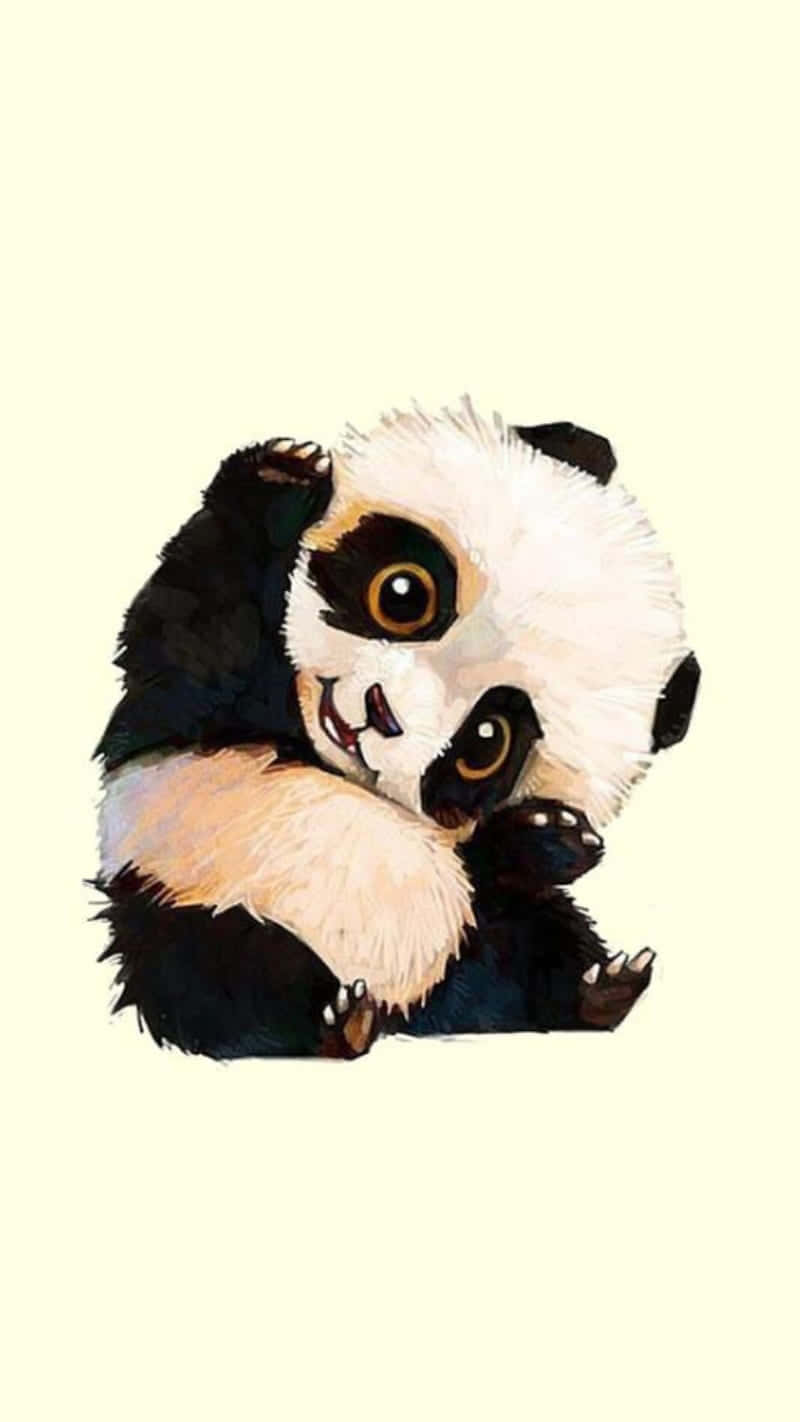 Girly Cute Panda Painting Leinwand Wallpaper