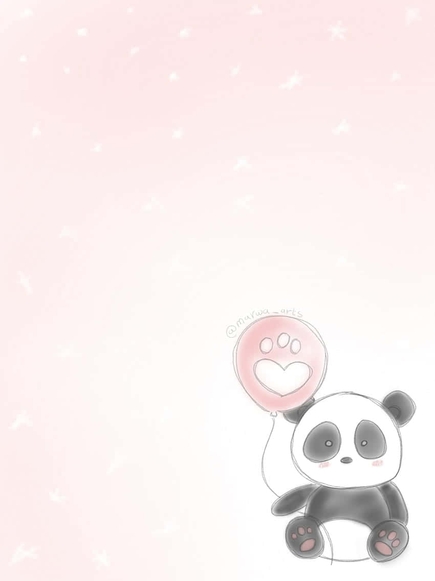 Girly Cute Panda Paw Balloon Wallpaper