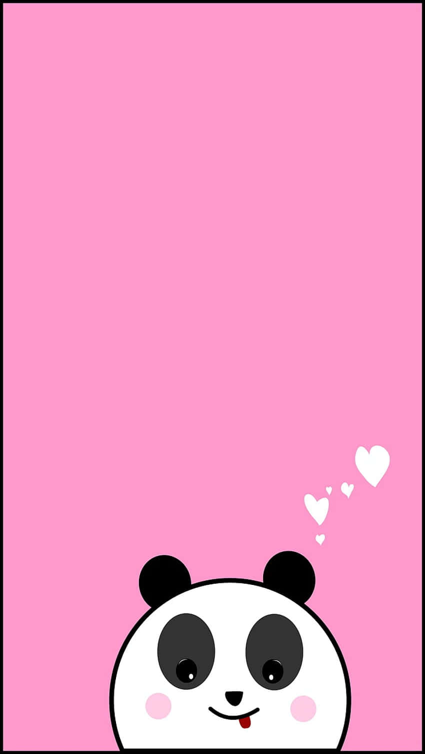 Girly Cute Panda Pink Heart Wallpaper