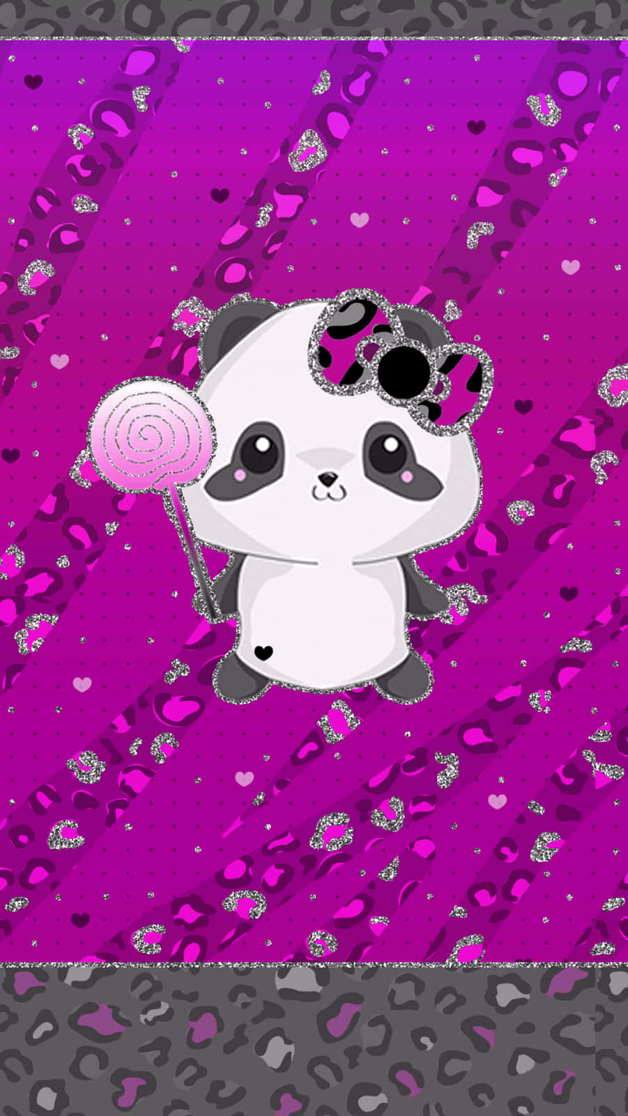 Girly Cute Panda Purple Lollipop Wallpaper