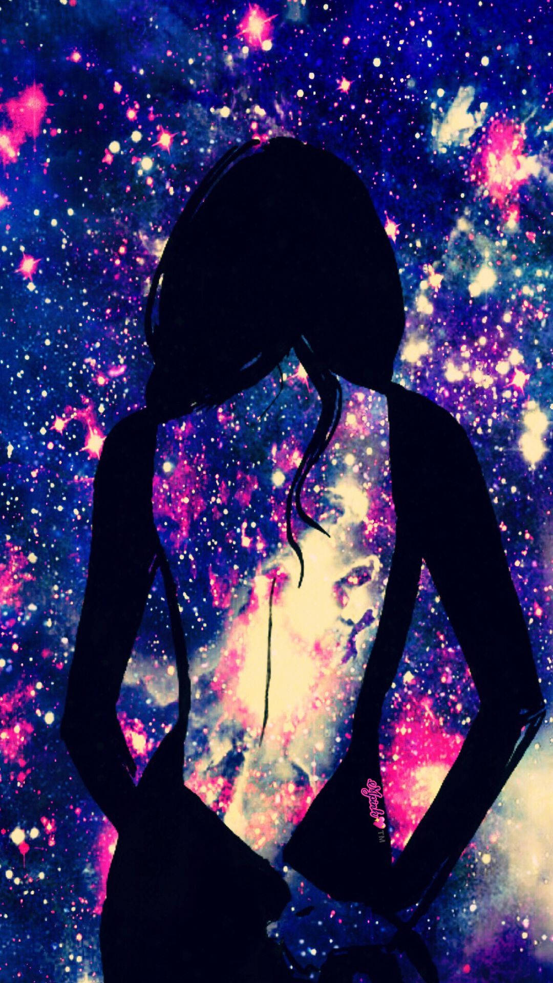 Girly Galaxy Silhouette Wallpaper