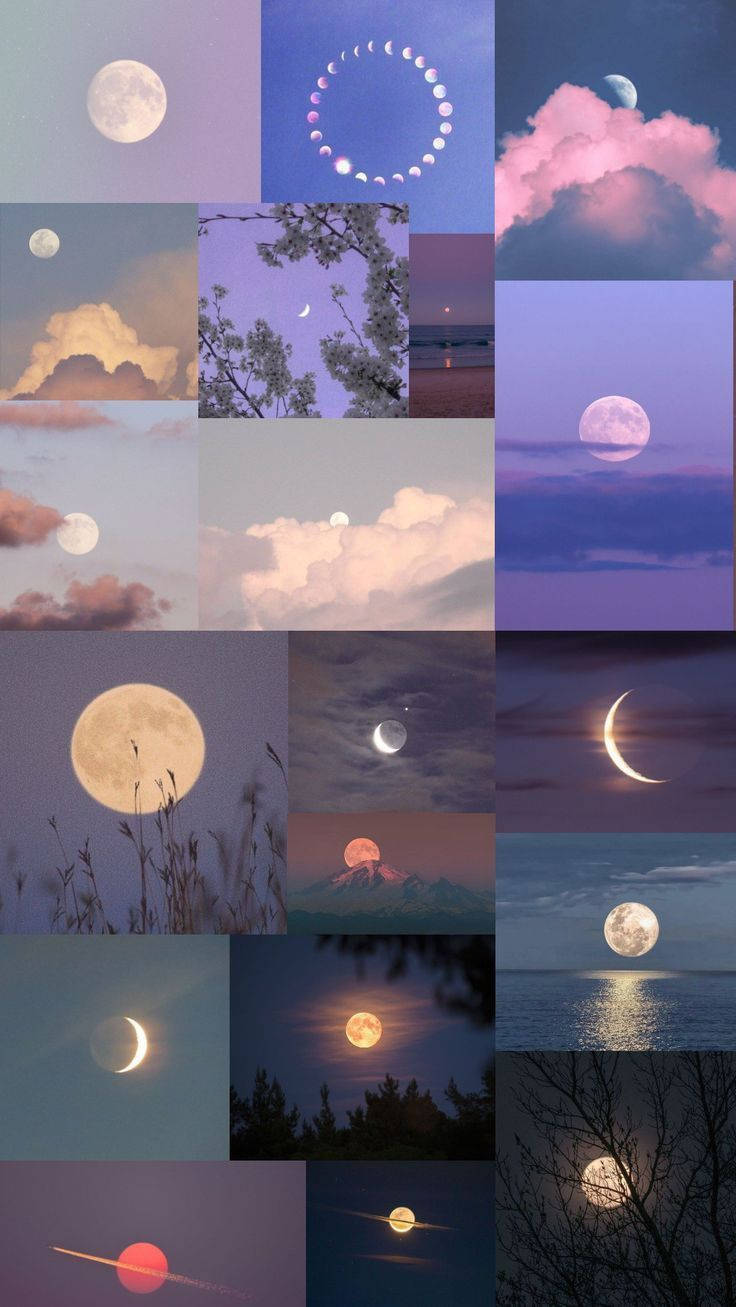 1. Smuk Måne Collage Pige Galakse Wallpaper
