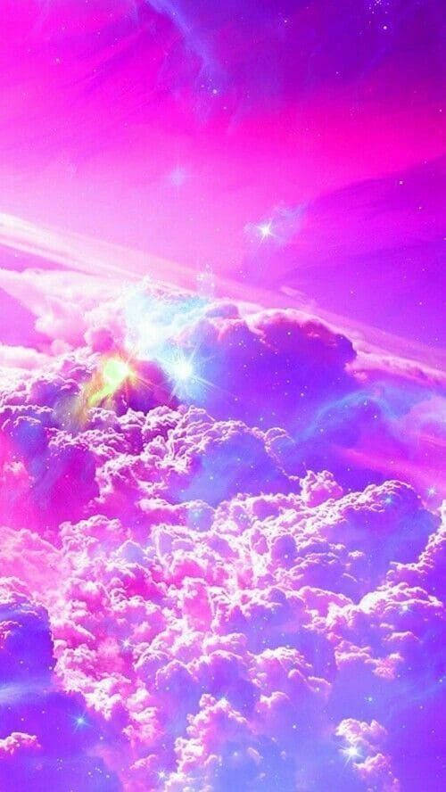 Heißepink-violette Wolken Mädchenhafte Galaxie Wallpaper