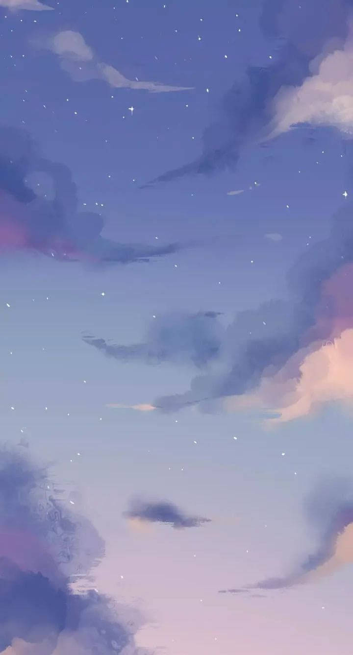 Blød Violet Sky Pige Galaxy Wallpaper